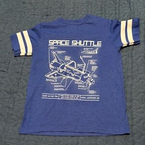 Unisex Youth Small Blue Space Shuttle Graphic Tee
